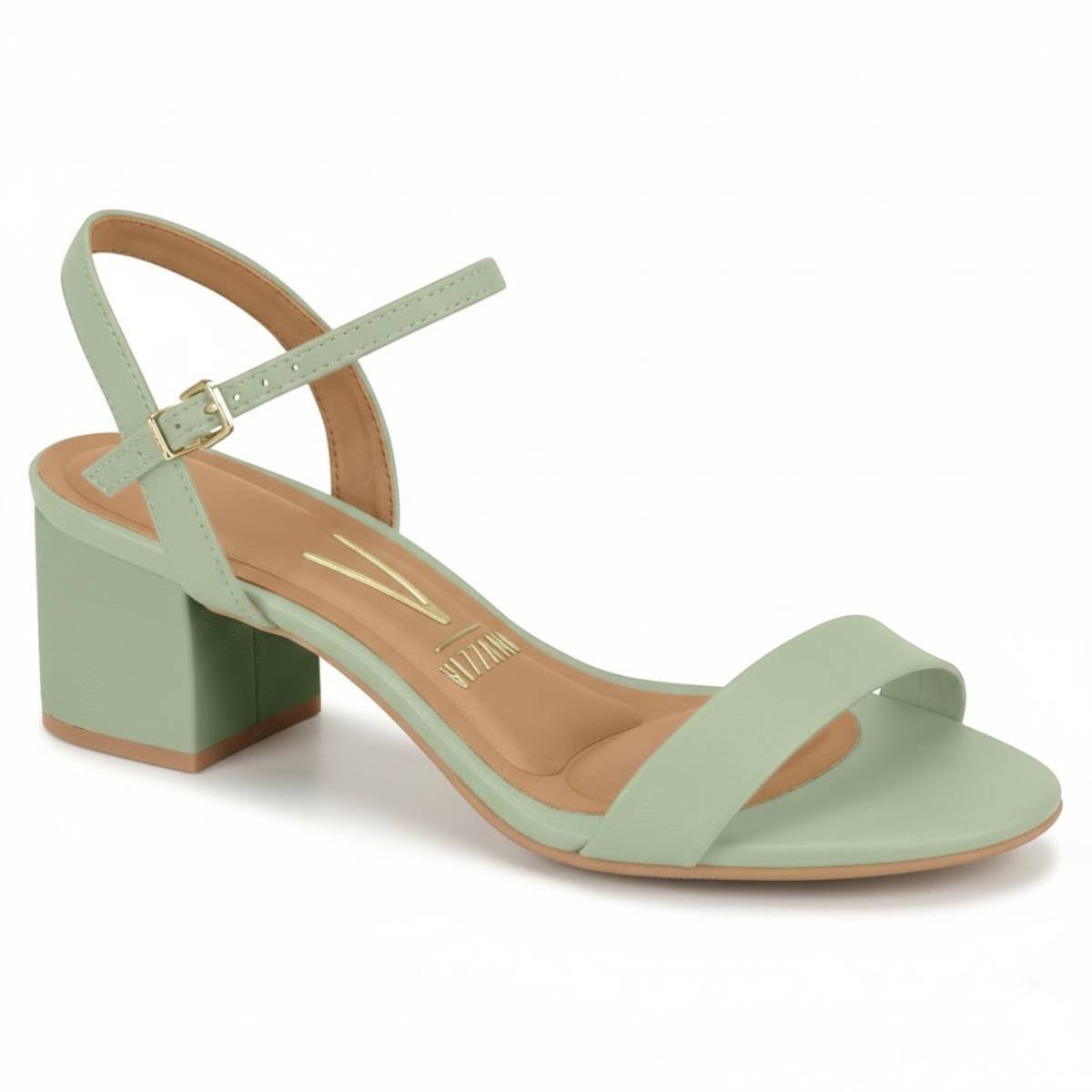 Sandalia Feminina Vizzano Salto Grosso Bloco Baixo Fivela Confortavel