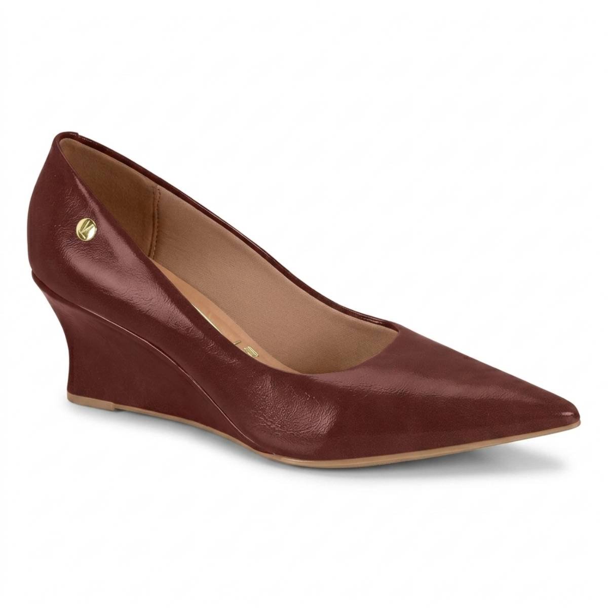 Scarpin Feminino Vizzano Salto Medio Grosso Bloco Bico Fino Casual Confortavel Original
