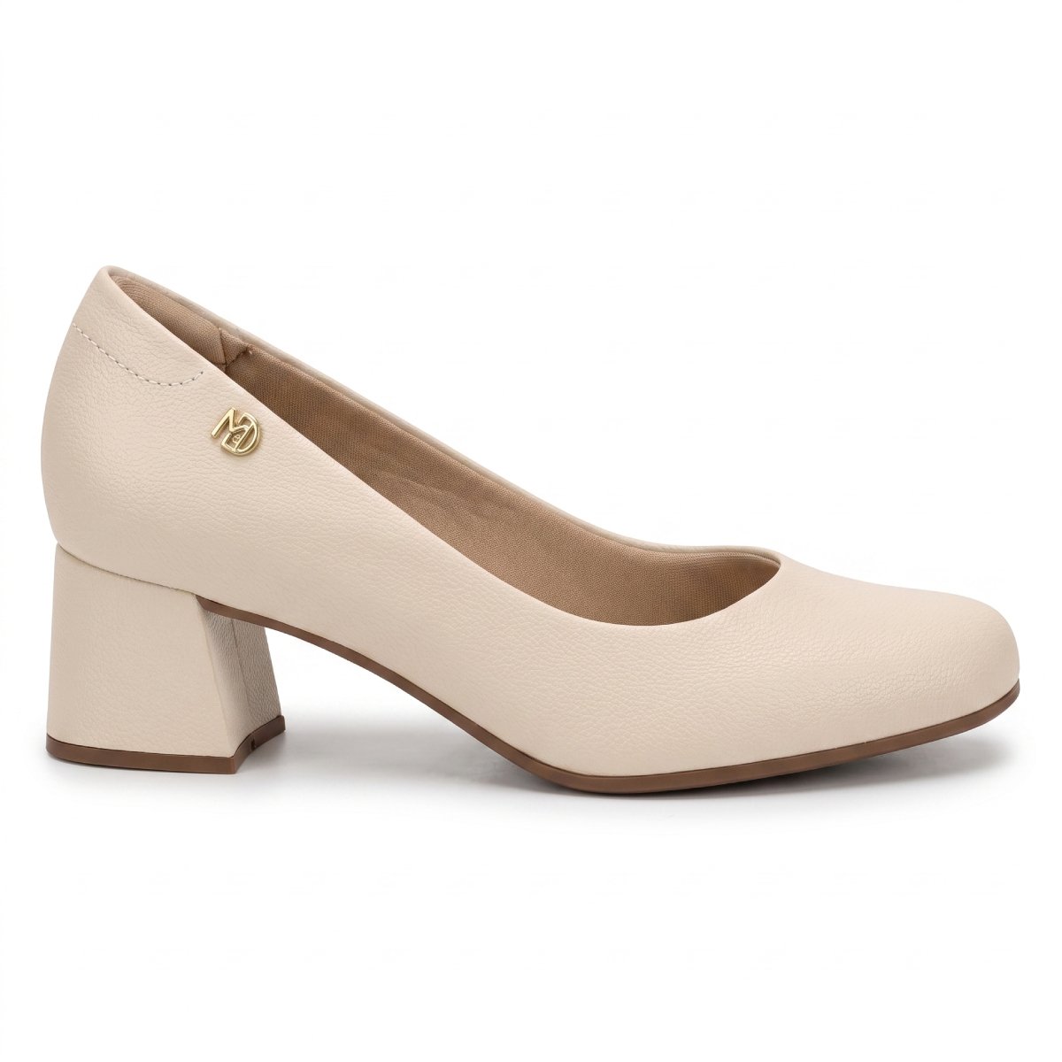 Scarpin Feminino Modare Ultraconforto Salto Baixo Bloco Grosso Casual Confortavel Original Creme 2