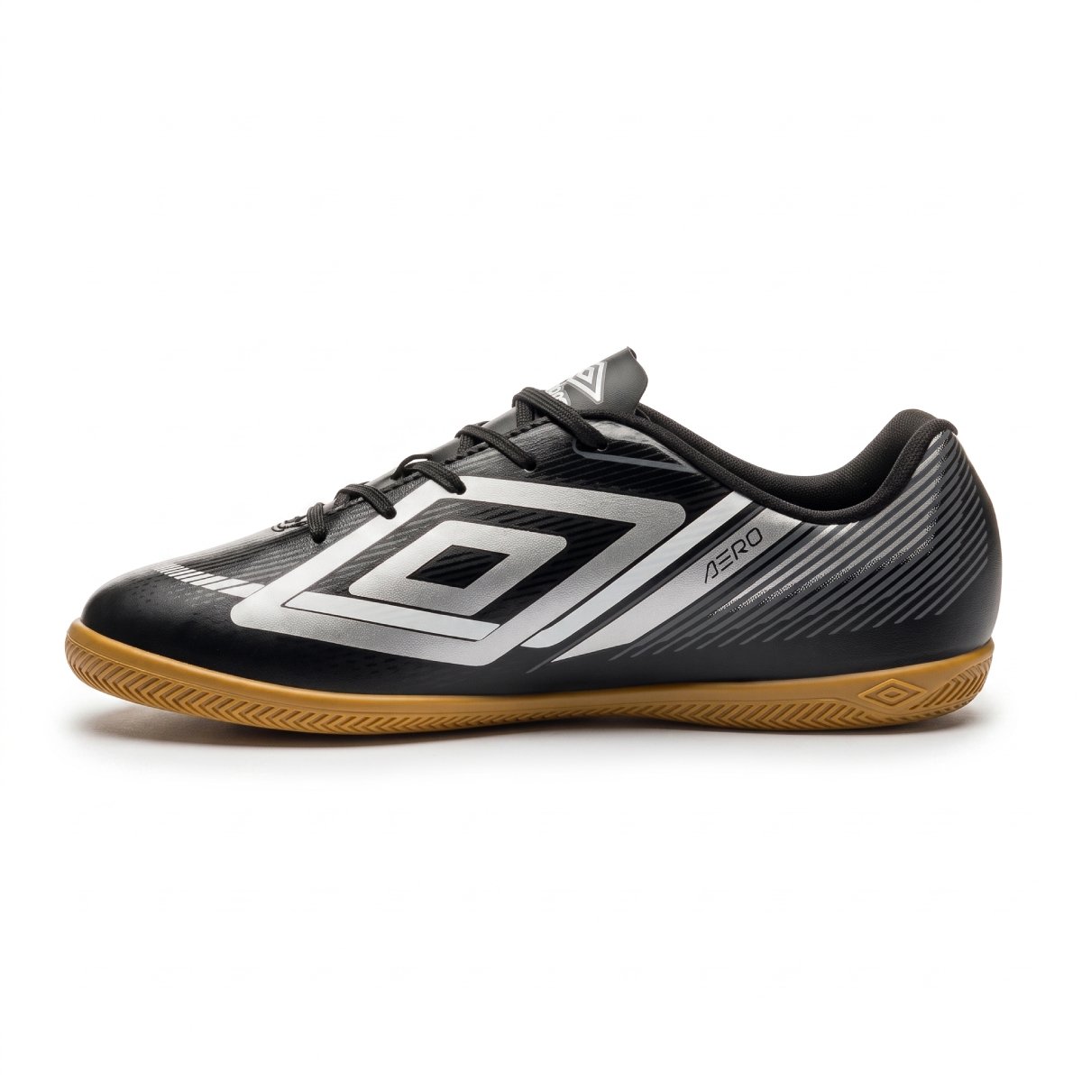 Chuteira Futsal Masculina Umbro Aero Salao Confortavel Original Preto/Cinza 2