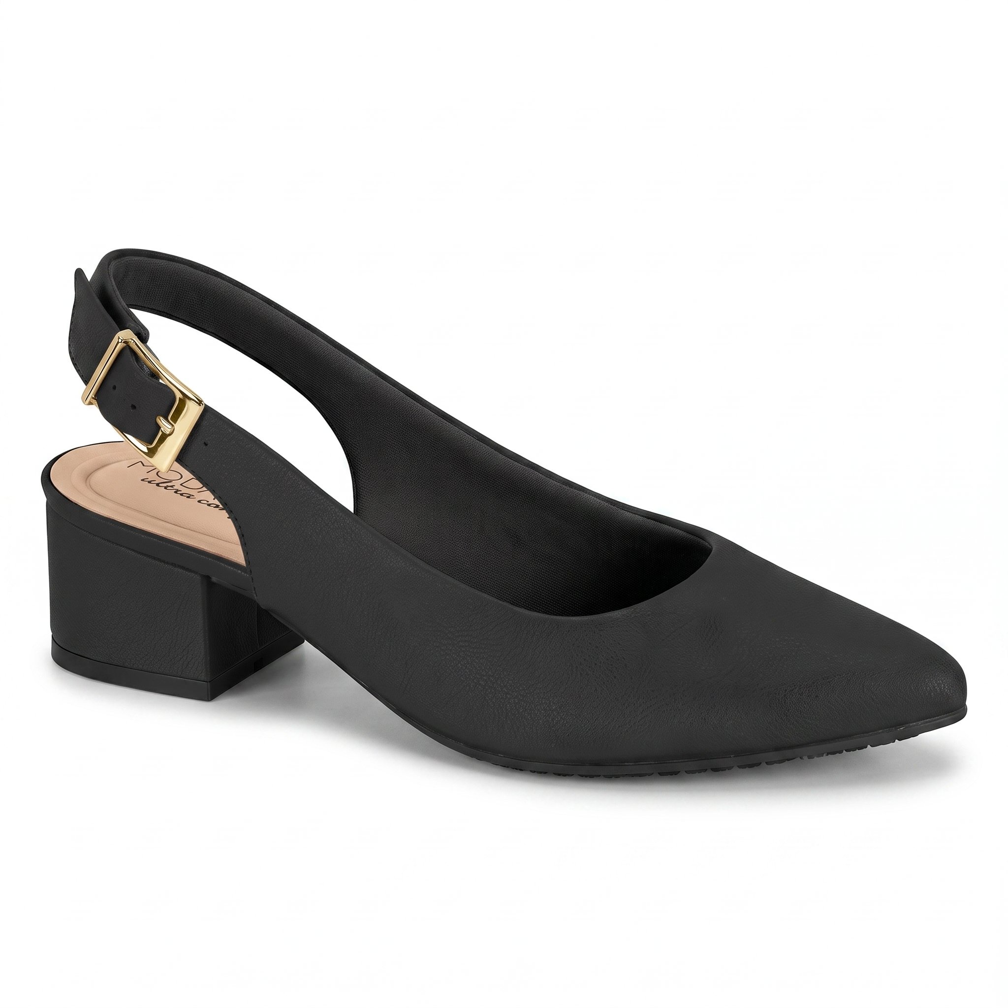 Scarpin Feminino Modare Slingback Salto Baixo Bloco Grosso Bico Fino Ultraconforto Original