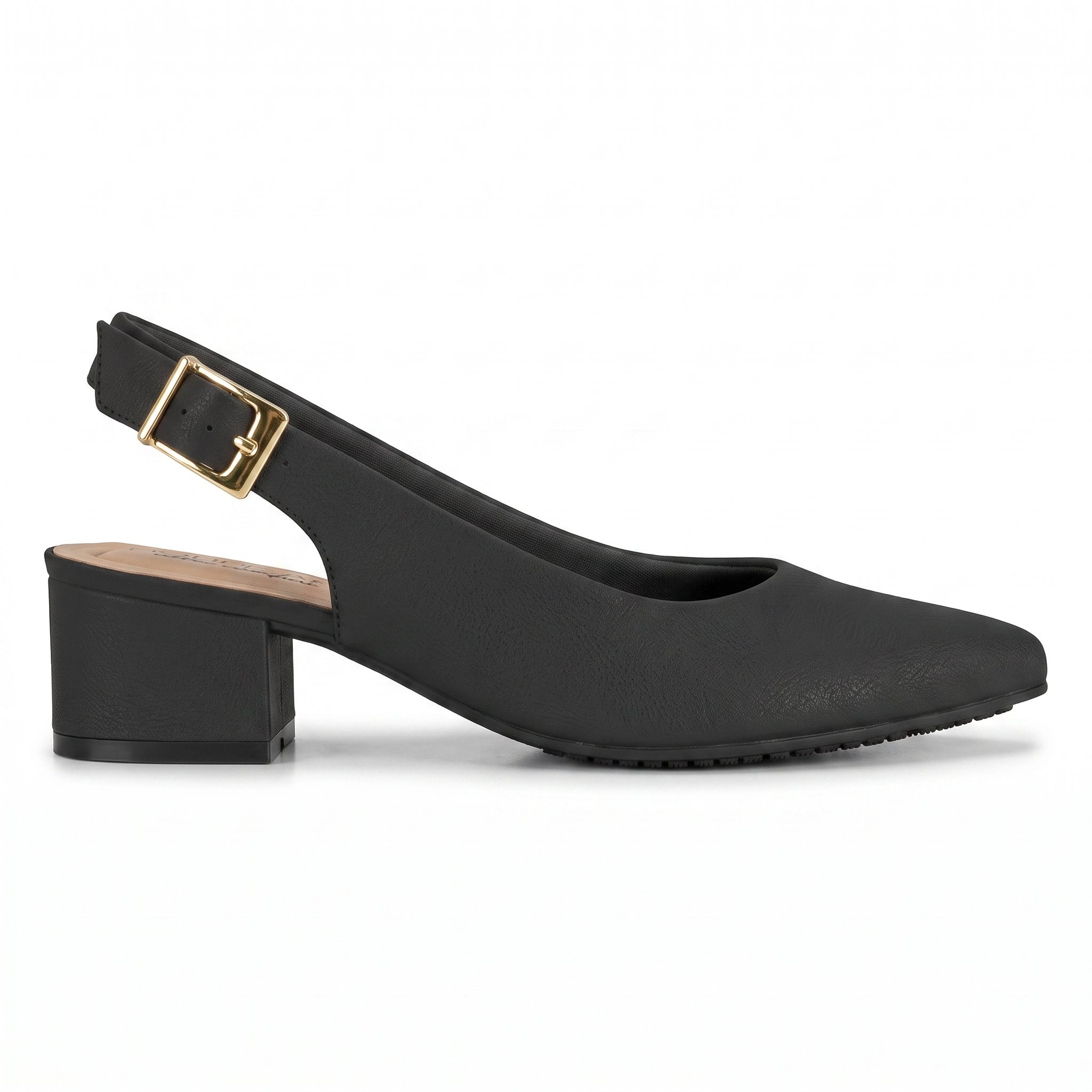 Scarpin Feminino Modare Slingback Salto Baixo Bloco Grosso Bico Fino Ultraconforto Original Preto 2
