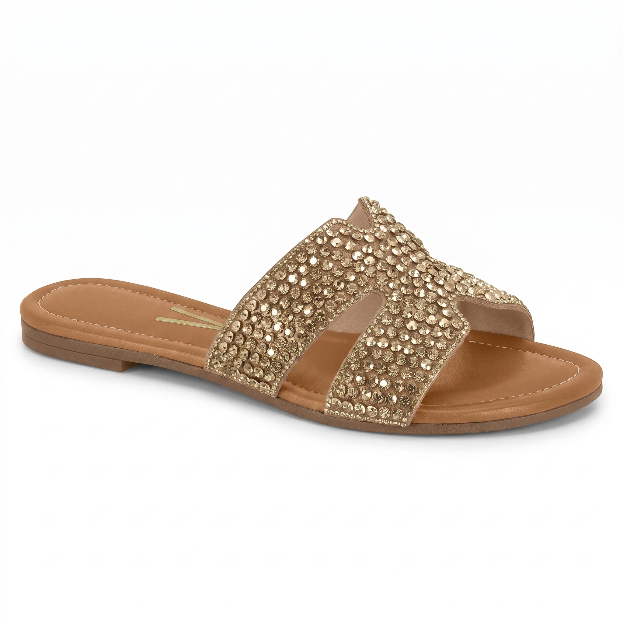 Sandalia Feminina Vizzano Rasteira Tamanco Salto Baixo Tiras Cruzadas Strass Confortavel Original