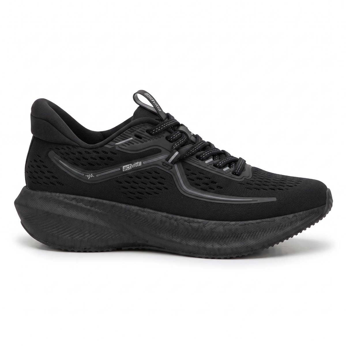 Tenis Feminino Actvitta Casual Knit Plataforma Esporte Academia Caminhada Confortavel Original Preto/Grafite 2
