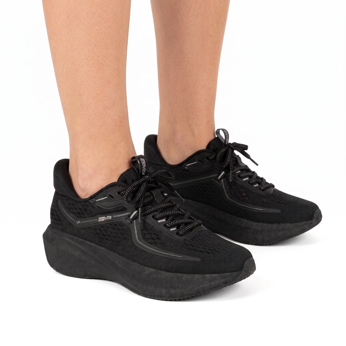 Tenis Feminino Actvitta Casual Knit Plataforma Esporte Academia Caminhada Confortavel Original Preto/Grafite 6