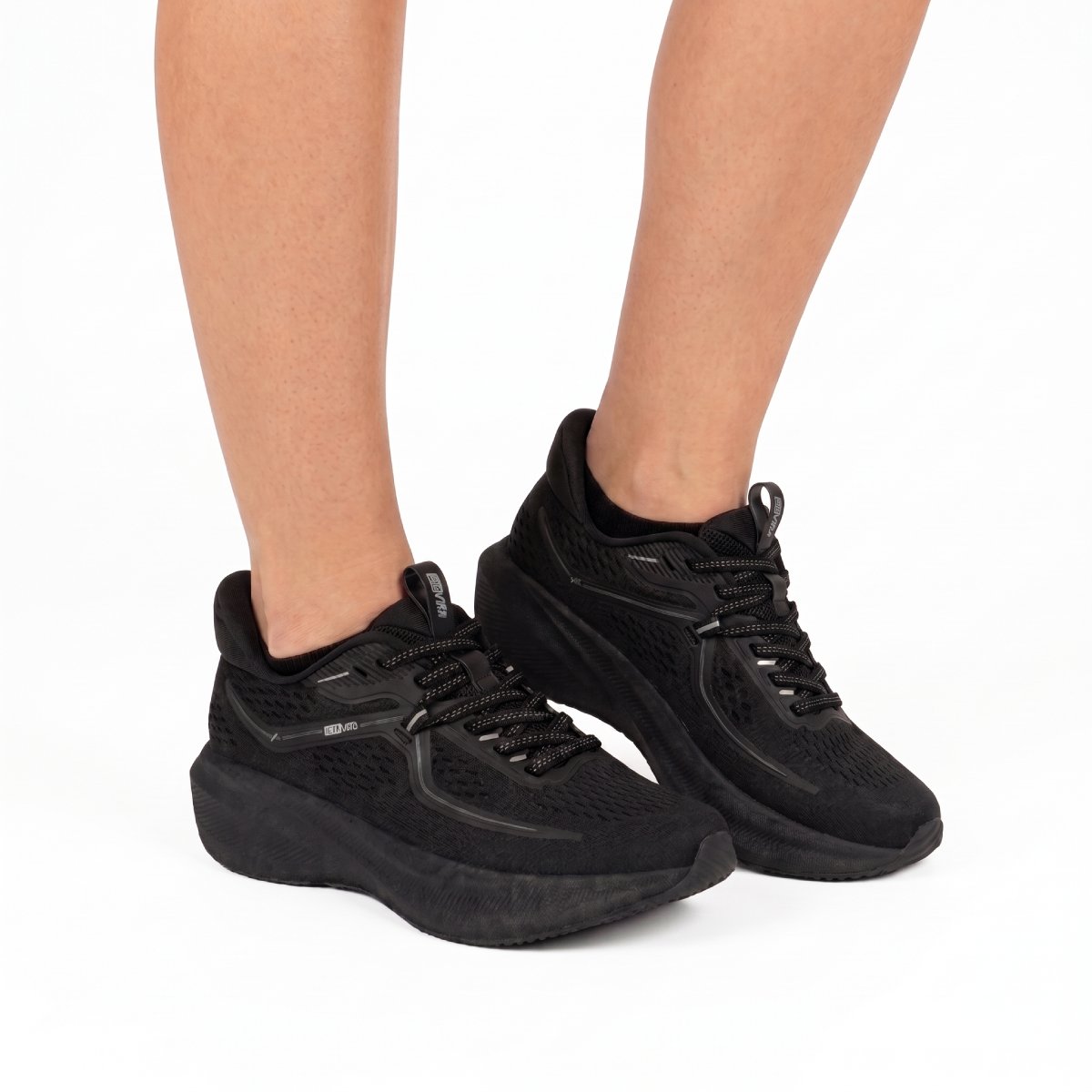 Tenis Feminino Actvitta Casual Knit Plataforma Esporte Academia Caminhada Confortavel Original Preto/Grafite 7
