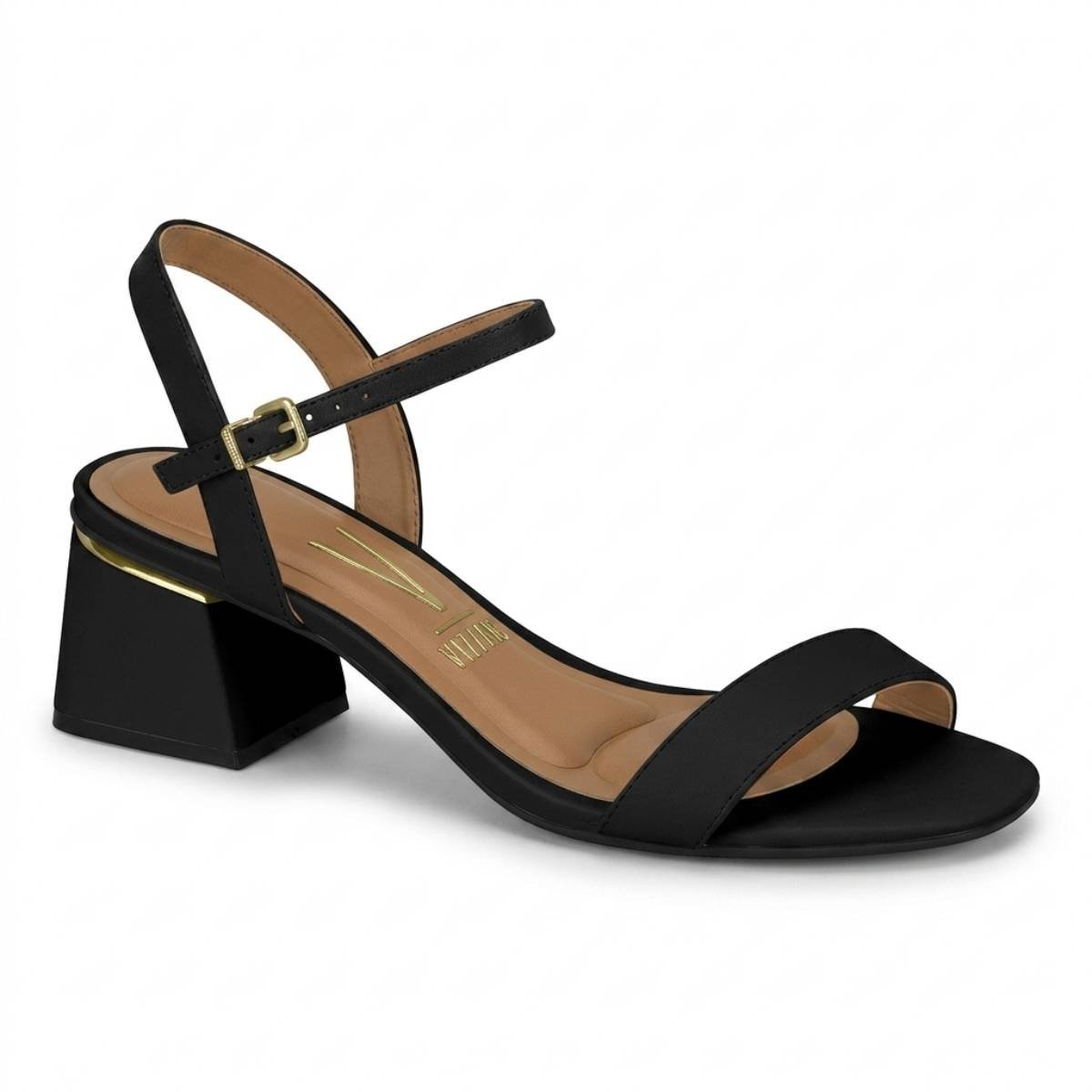 Sandalia Feminina Vizzano Fivela Salto Bloco Grosso Casual Confortavel Original