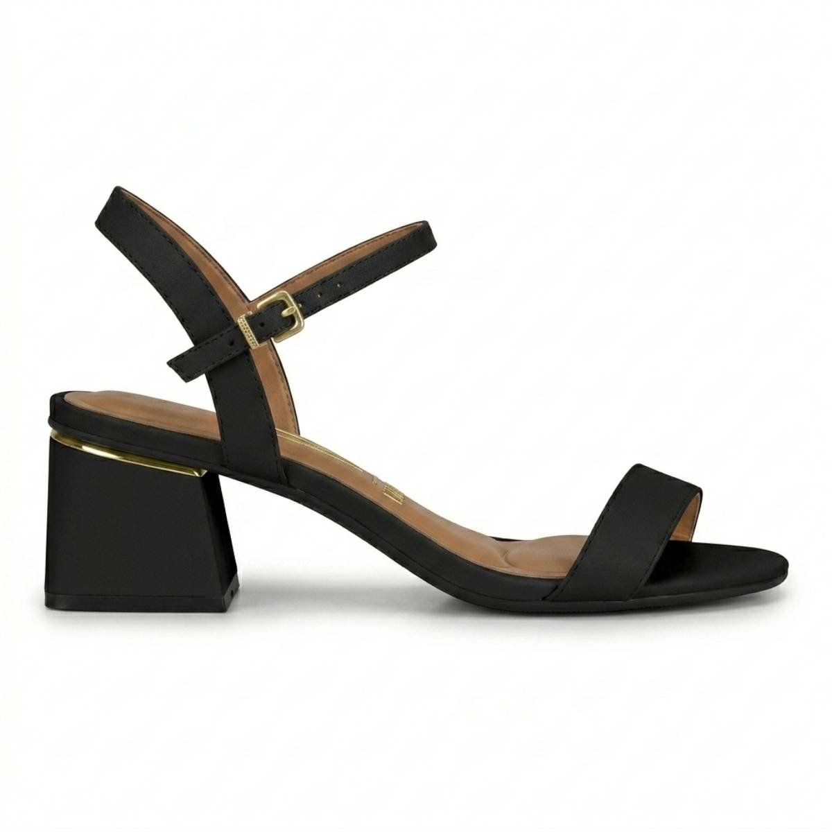 Sandalia Feminina Vizzano Fivela Salto Bloco Grosso Casual Confortavel Original Preto 2