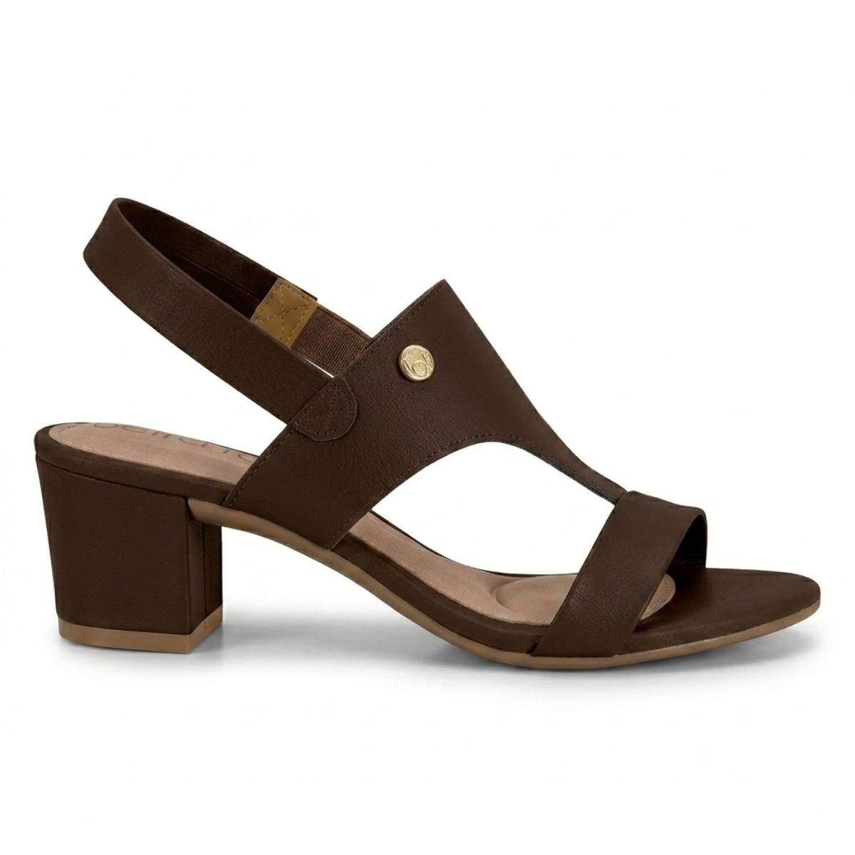 Sandalia Feminina Beira Rio Salto Grosso Baixo Bloco Elastico Confortavel Original Chocolate 2