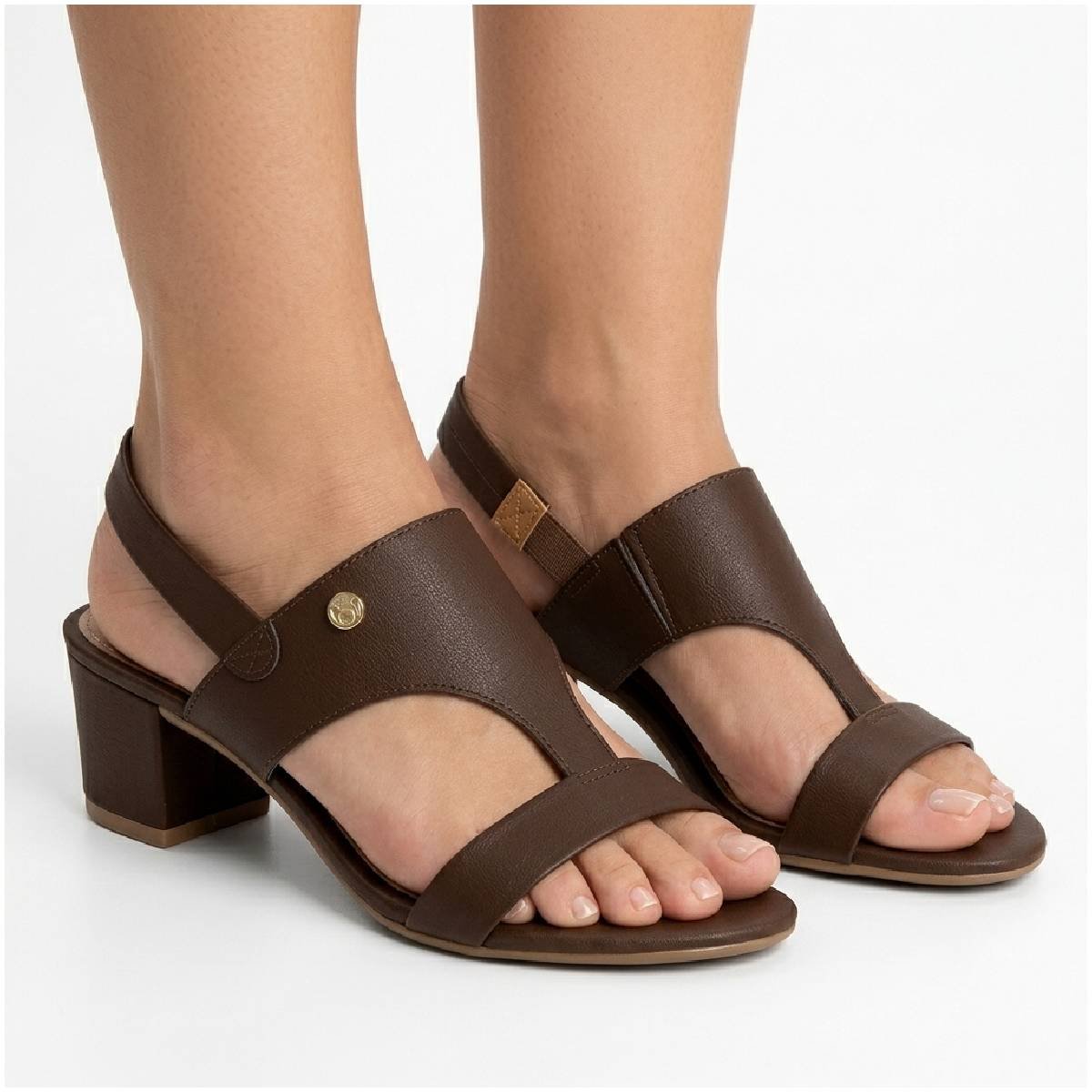 Sandalia Feminina Beira Rio Salto Grosso Baixo Bloco Elastico Confortavel Original Chocolate 3
