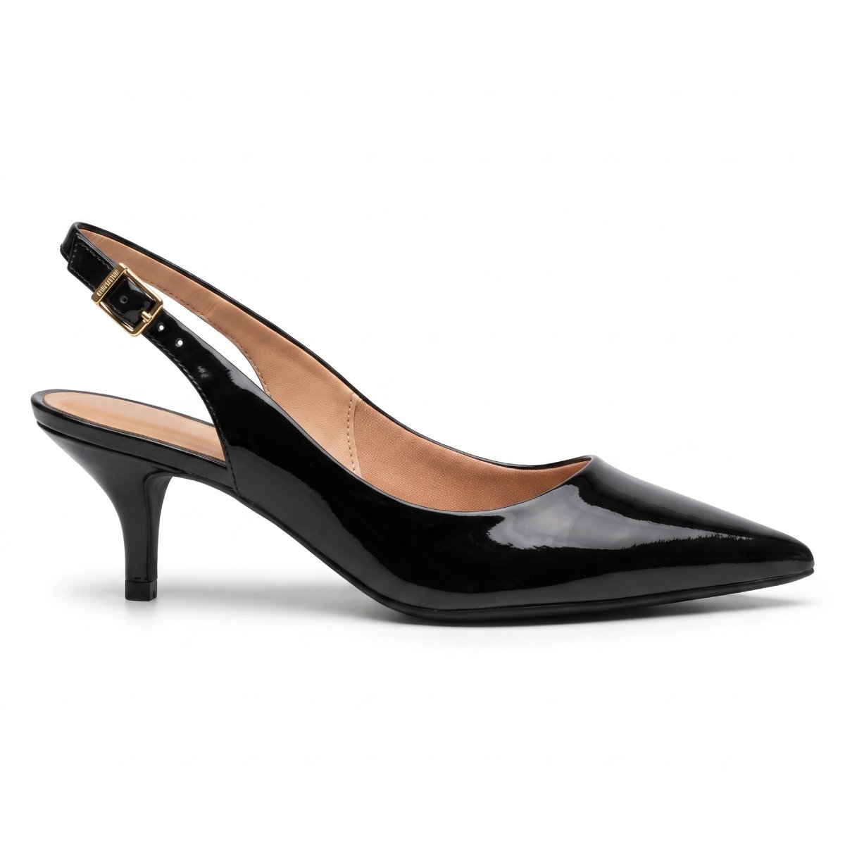 Sapato Scarpin Feminino Vizzano Slingback Salto Baixo Fino Festa Elegante Confortavel Original Preto Verniz 2