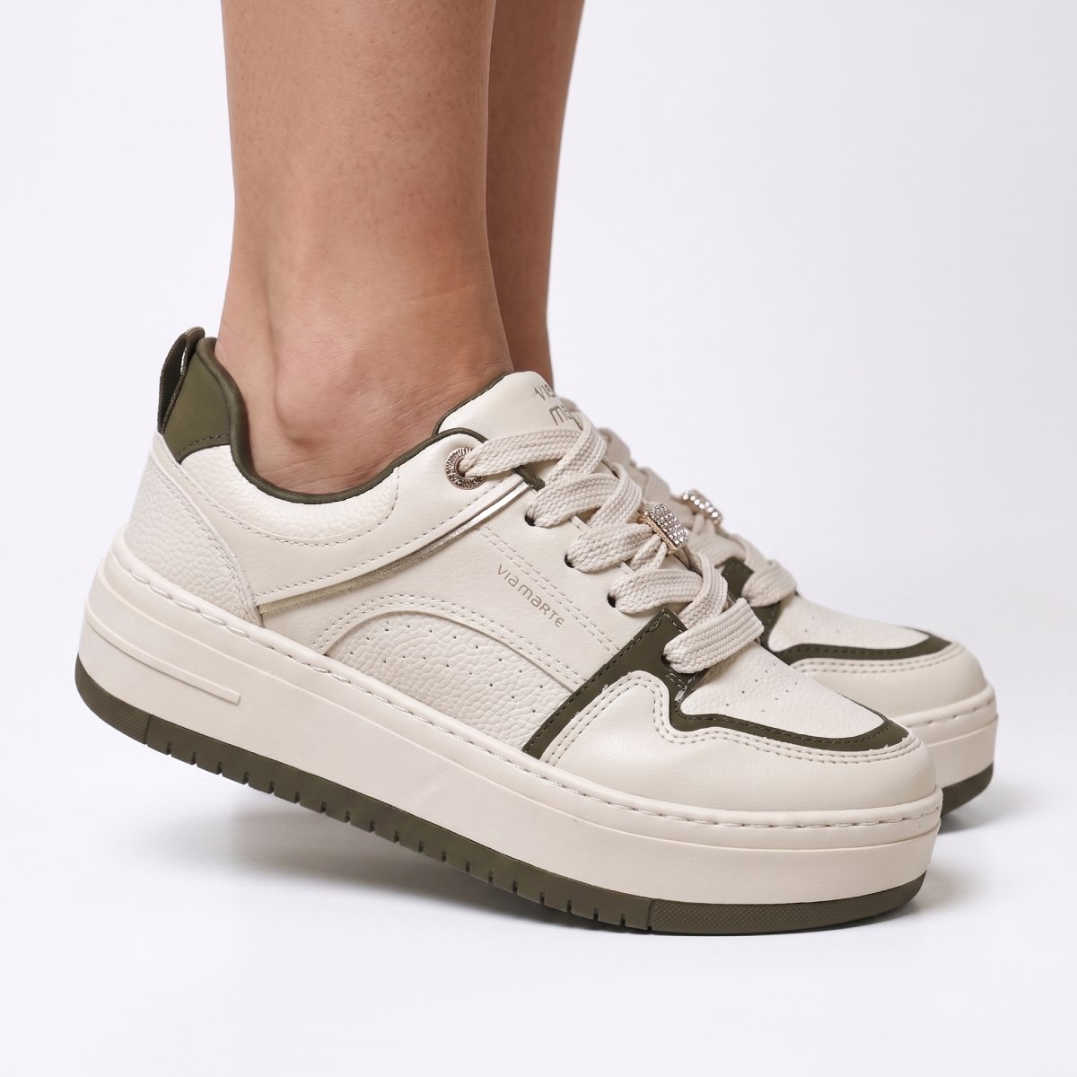 Tenis Feminino Via Marte Casual Robusto Urbano Flatform Confortavel Original Militar/Green 7