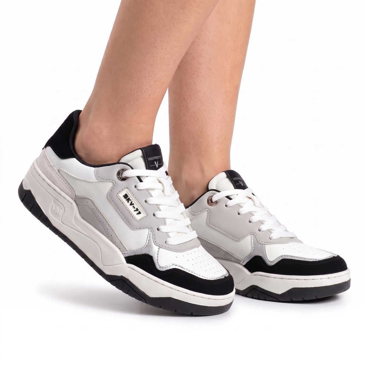Tenis Feminino Via Marte Casual Sneaker Flatform Urbano Confortavel Original Branco/Preto 4