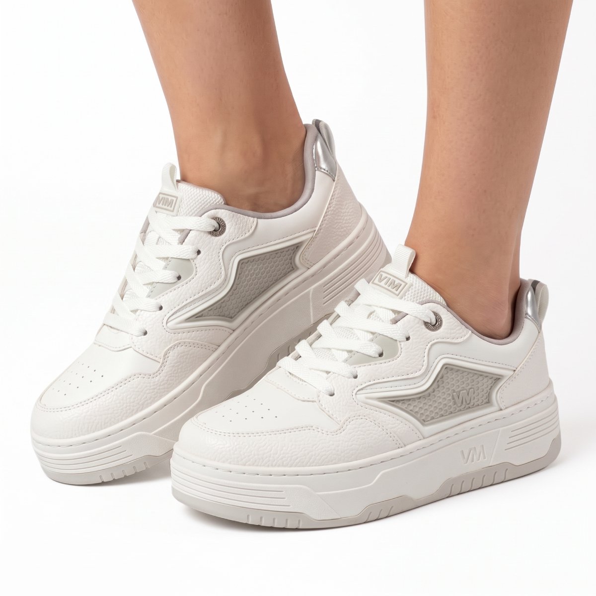 Tenis Feminino Via Marte Casual Sneaker Robusto Flatform Urbano Confortavel Original Branco e Neve Branco/Neve 3