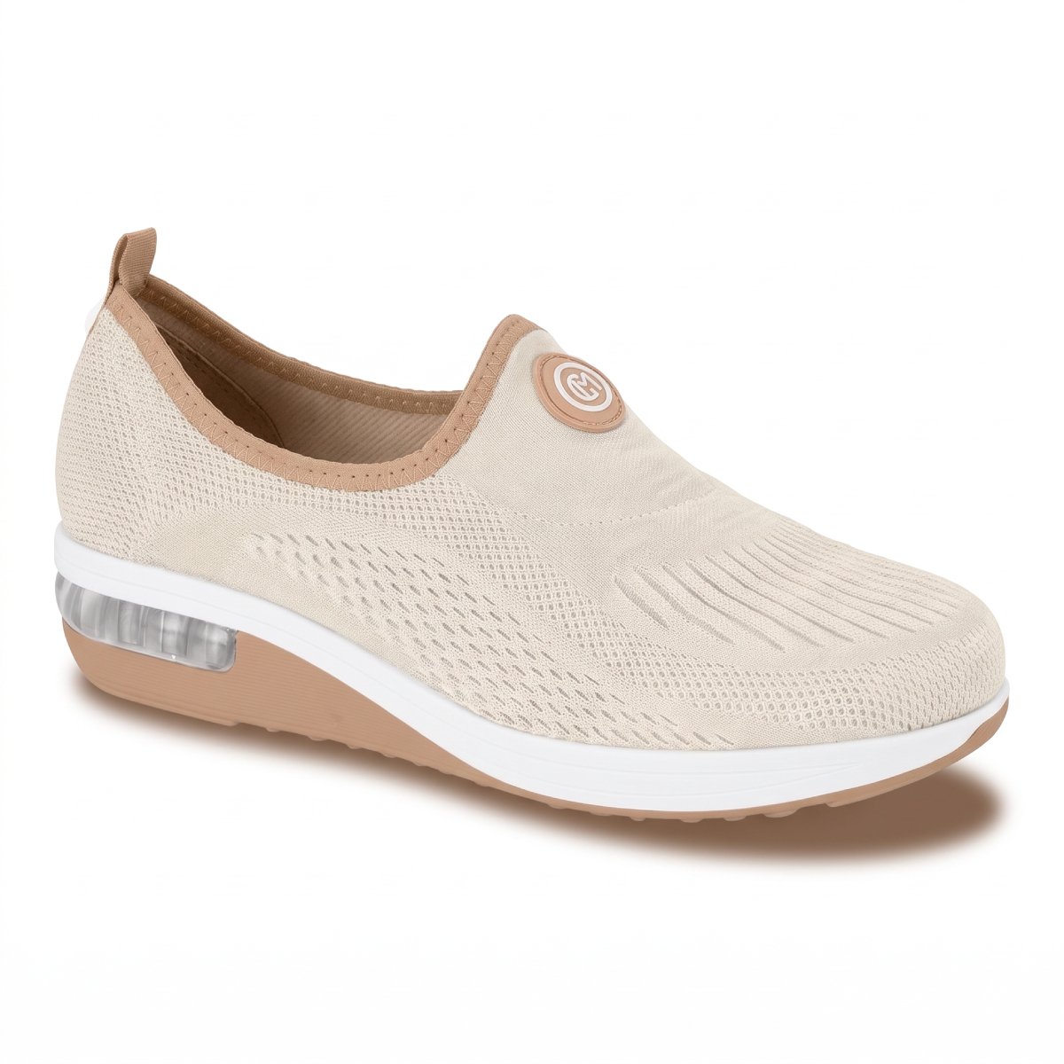 Tenis Feminino Modare Elastico Ultraconforto Slip On Ortopedico Nude