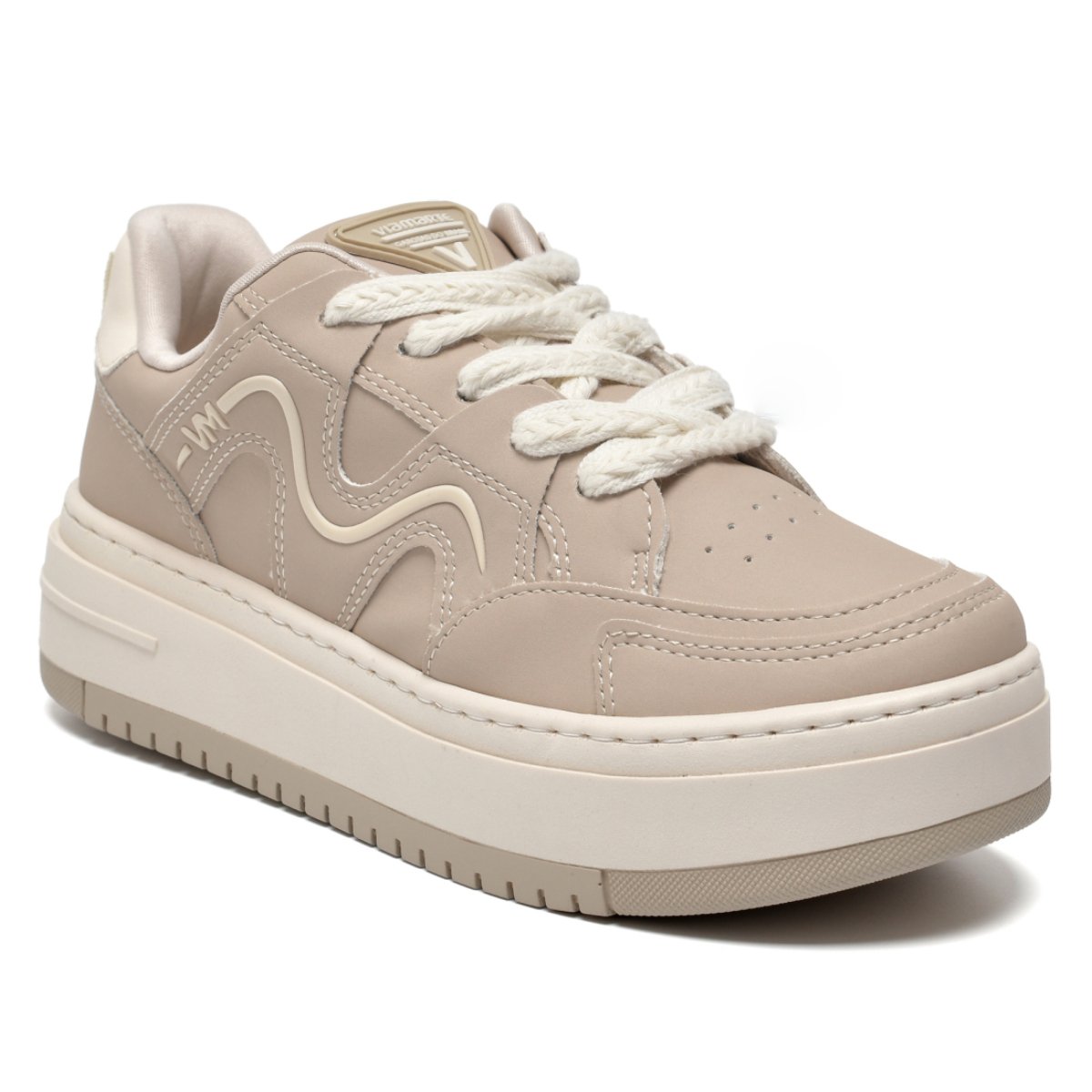 Tenis Via Marte Feminino Casual Sola Alta Estiloso Flatform Fashion Confortavel Original Lancamento Saara/Marfim 2