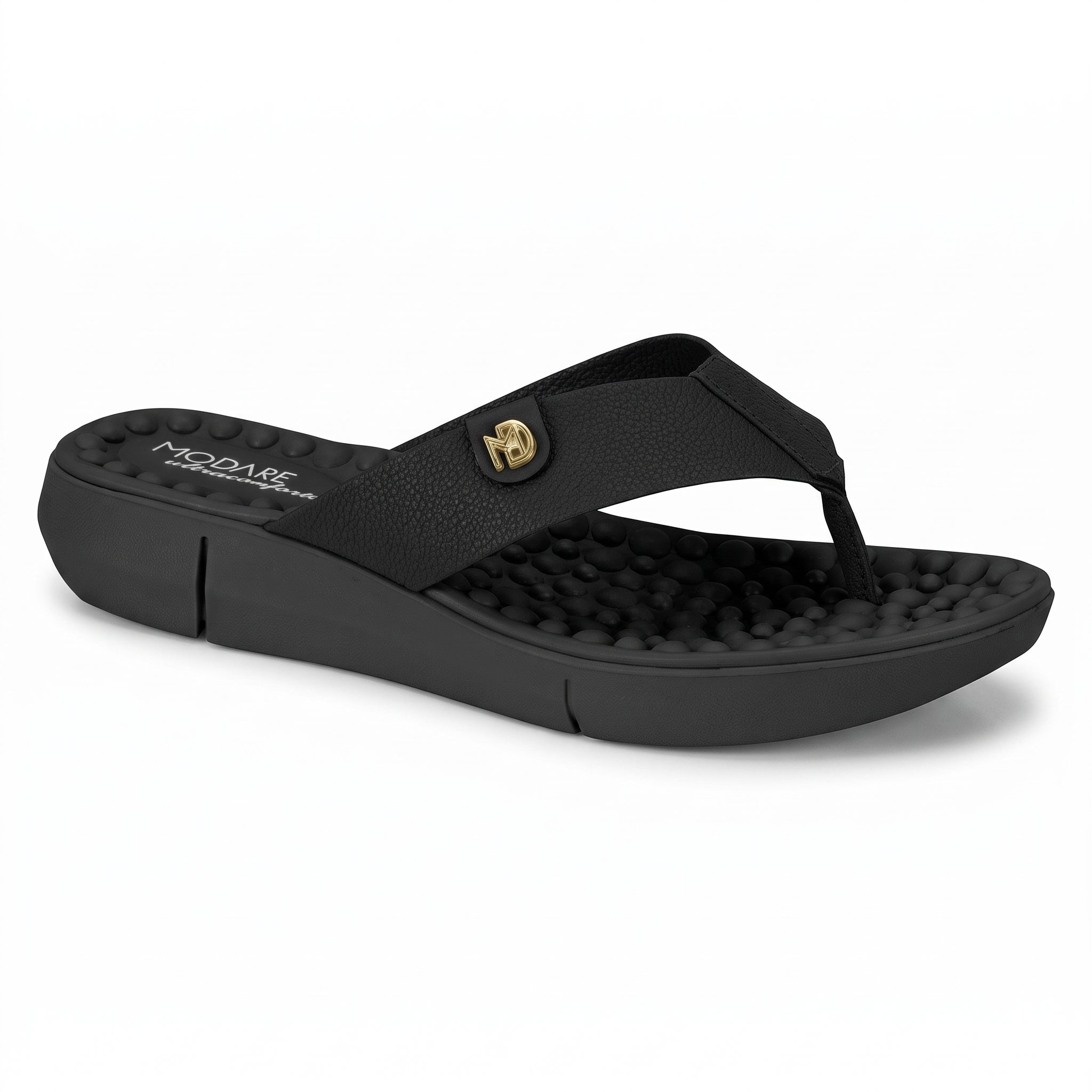 Chinelo Ortopedico Modare Palmilha Macia Reflex Sense Massageador Preto e Bege