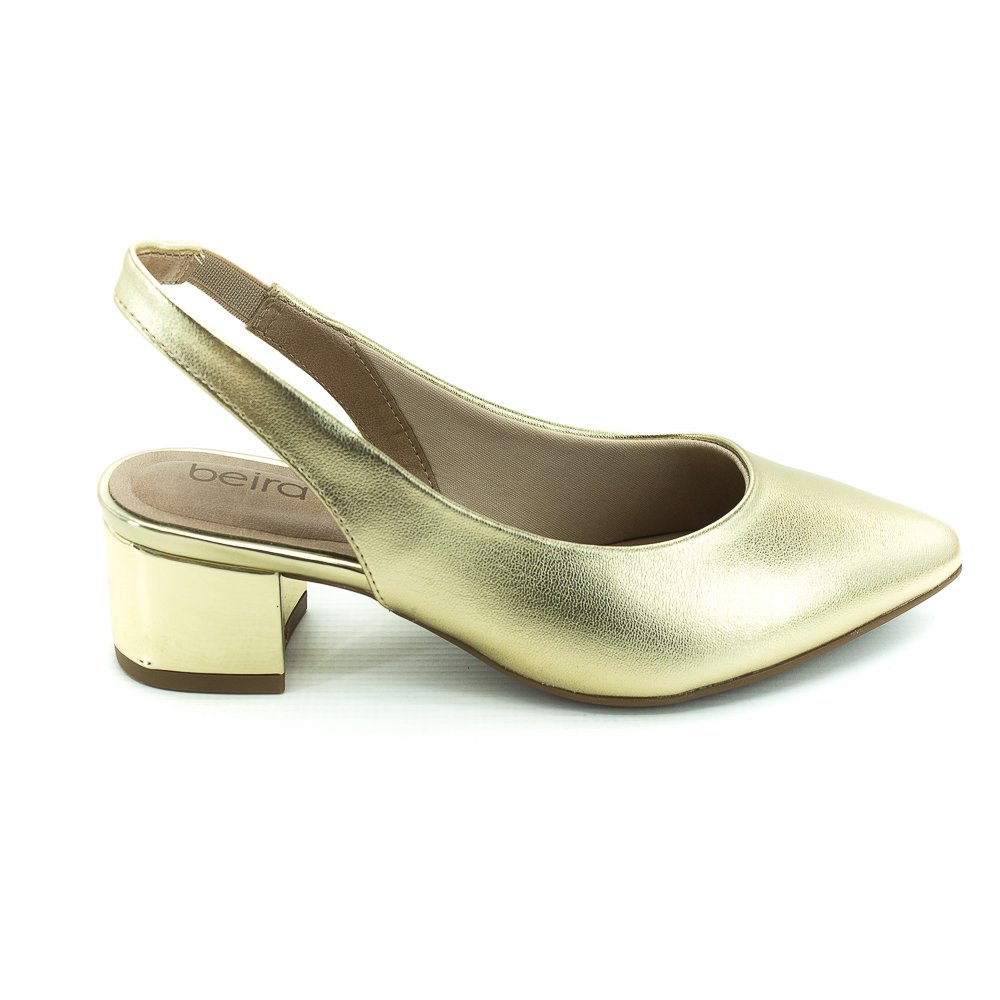 Sapato Sling Back Feminino Beira Rio 4182.220 - Dourado