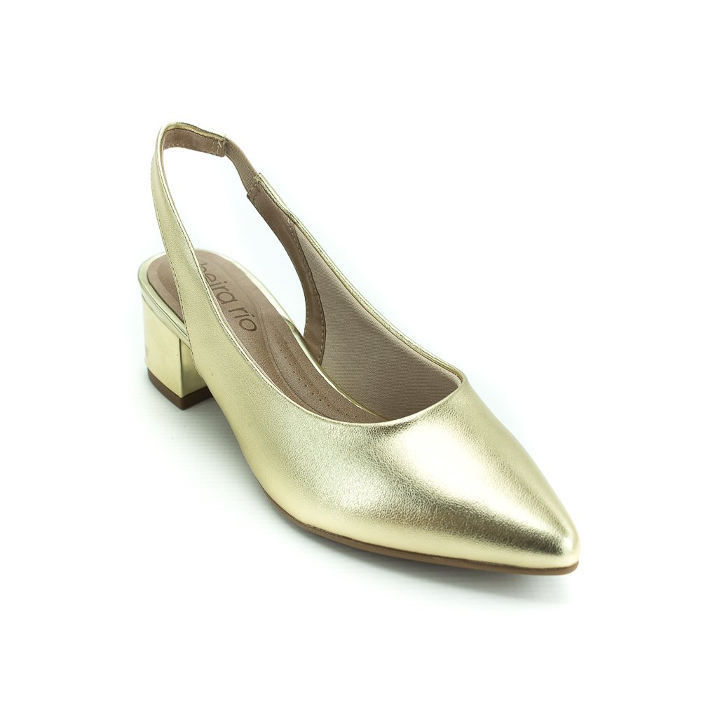 Sapato Sling Back Feminino Beira Rio 4182.220 - Dourado Dourado 2
