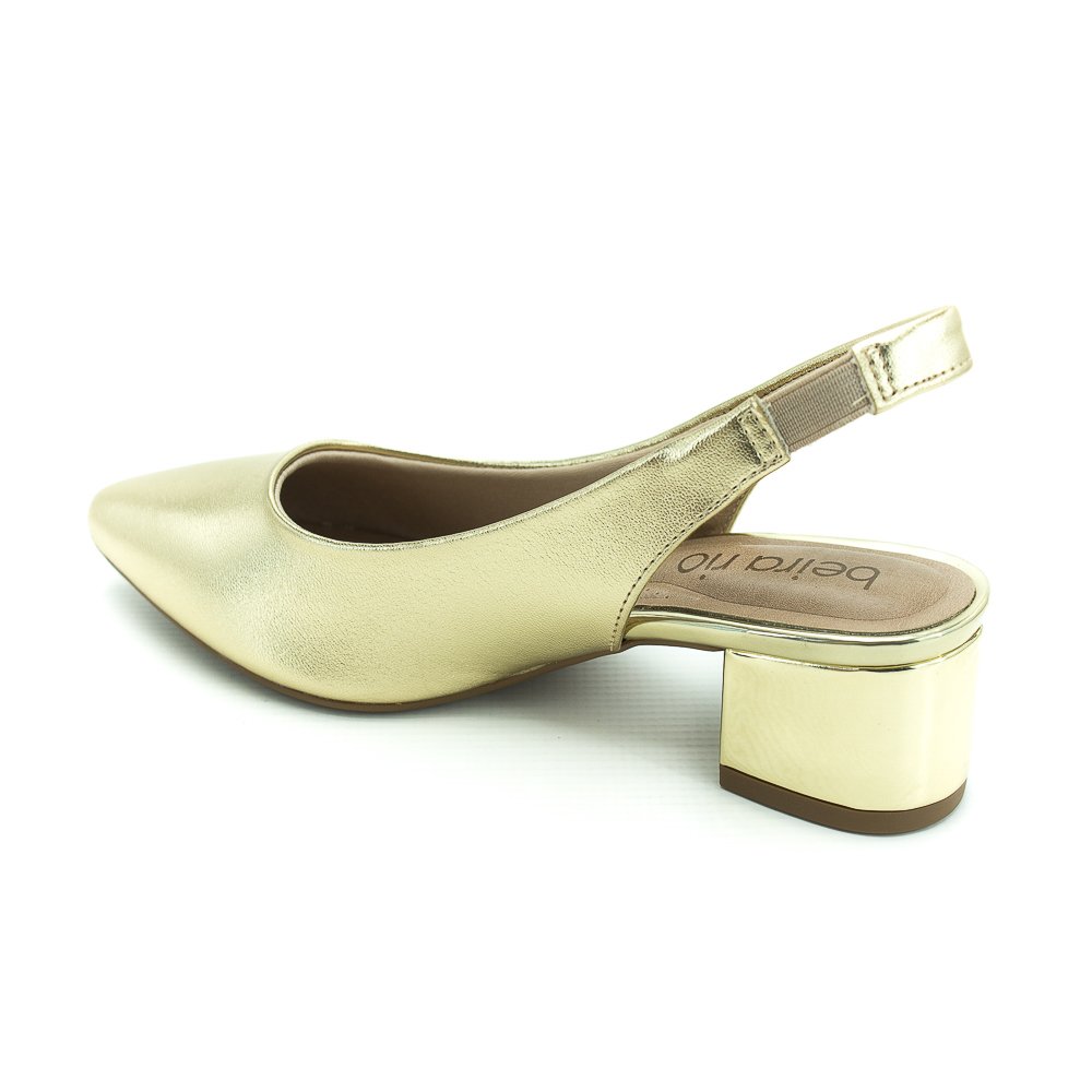 Sapato Sling Back Feminino Beira Rio 4182.220 - Dourado Dourado 3