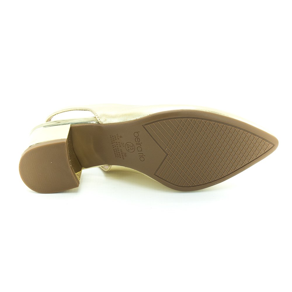 Sapato Sling Back Feminino Beira Rio 4182.220 - Dourado Dourado 4