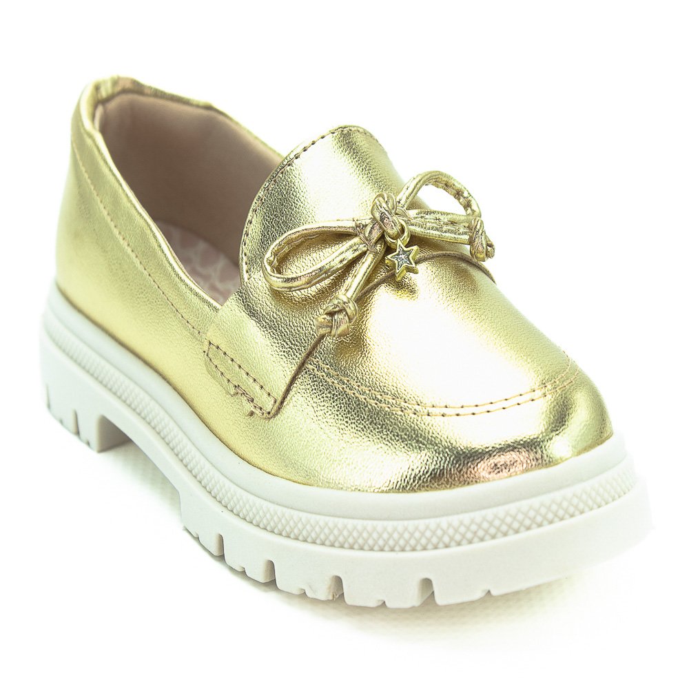 Mocassim Infantil Menina Molekinha 2566.109 - Dourado Dourado 2