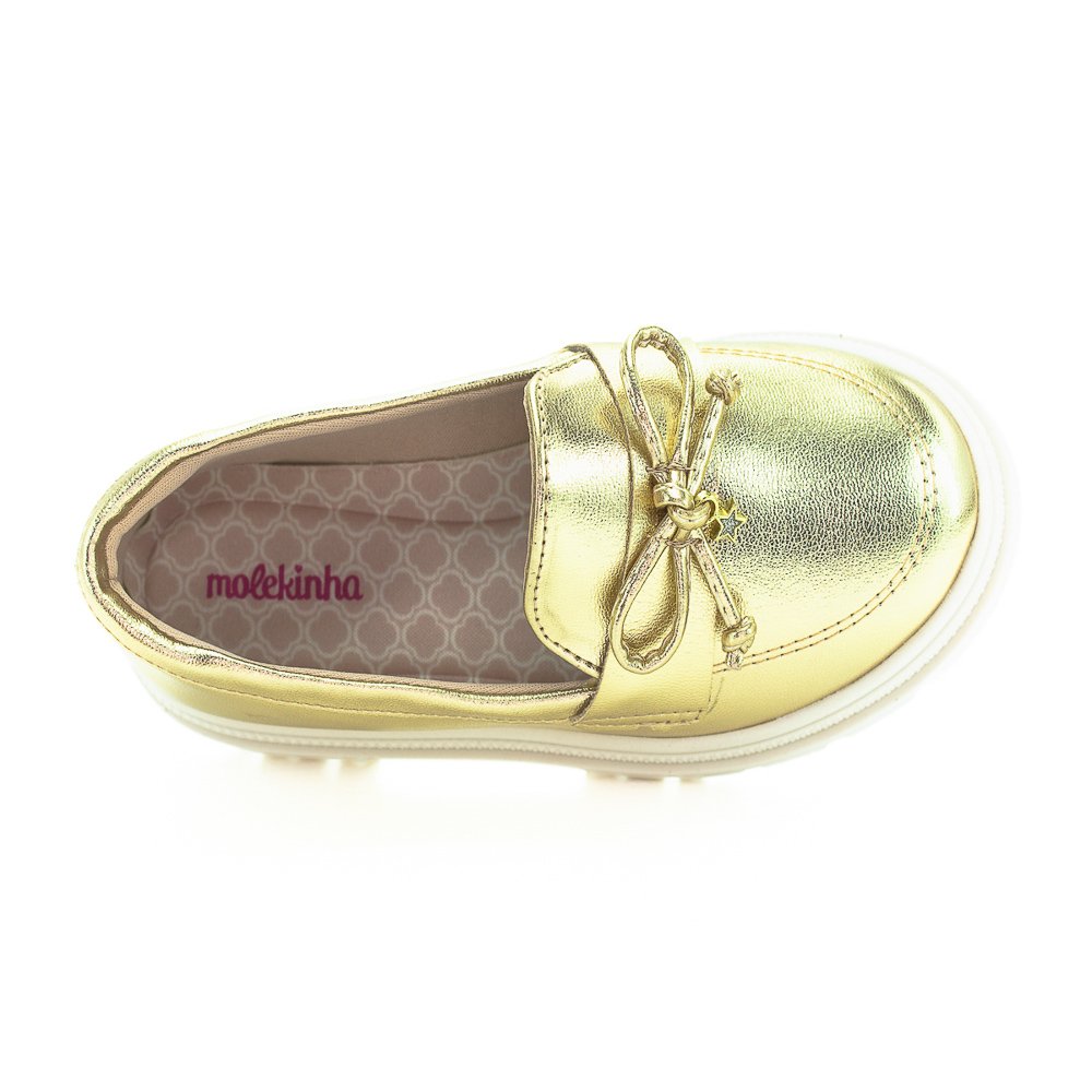 Mocassim Infantil Menina Molekinha 2566.109 - Dourado Dourado 5
