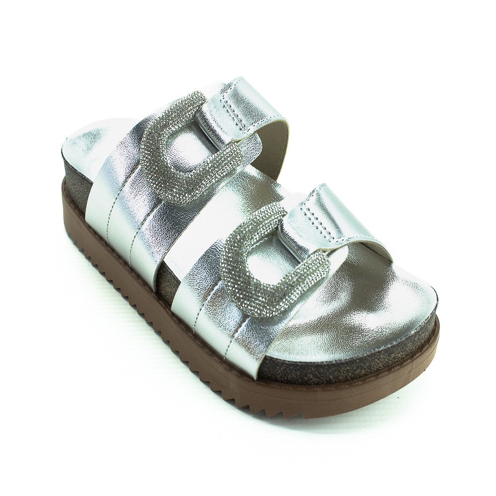 Papete Feminina Moleca 5500.107 - Prata Prata 3