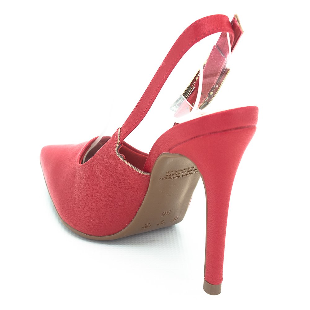 Scarpin Feminino Bebecê Slingback T9430-248 - Vermelho Vermelho 3