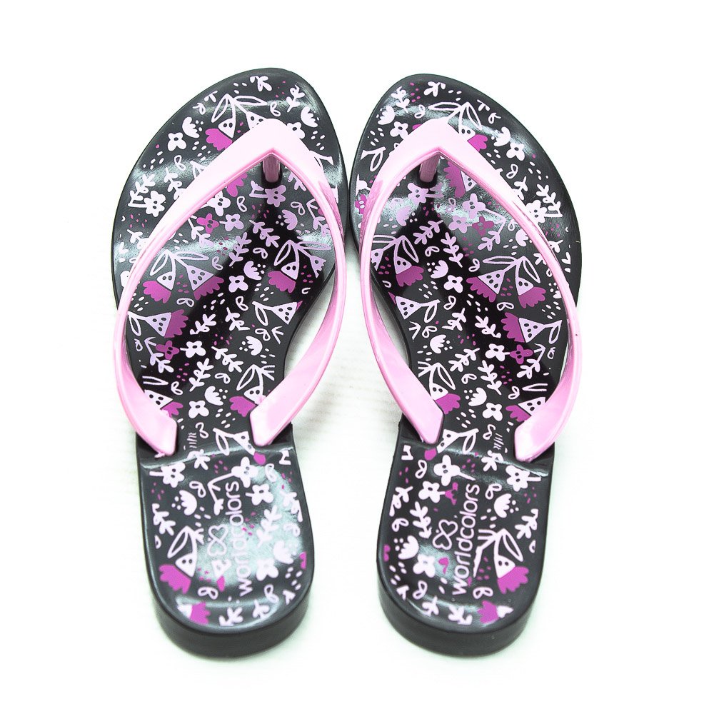 Chinelo Infantil Menina World Colors 157.841 - Preto Preto 3