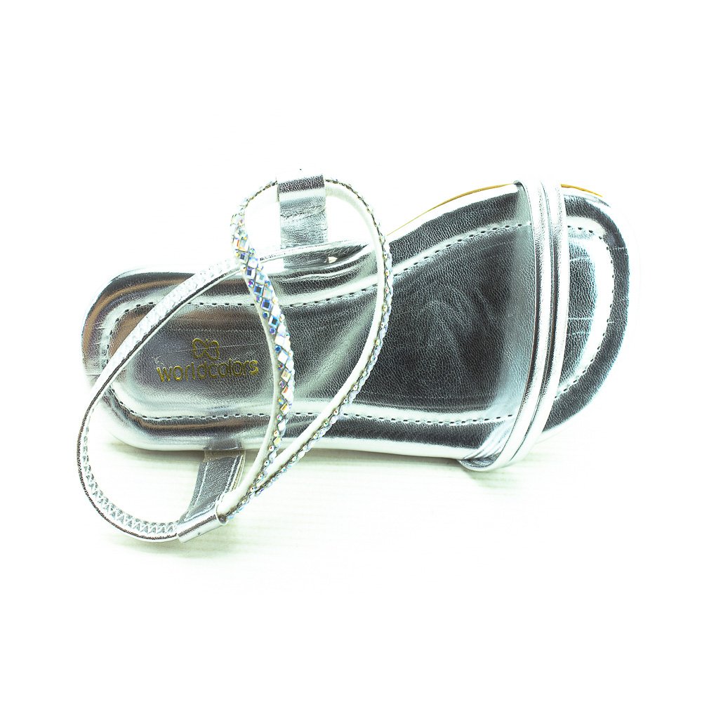 Sandália Infantil Menina Worldcolors 358.005 - Prata Prata 5