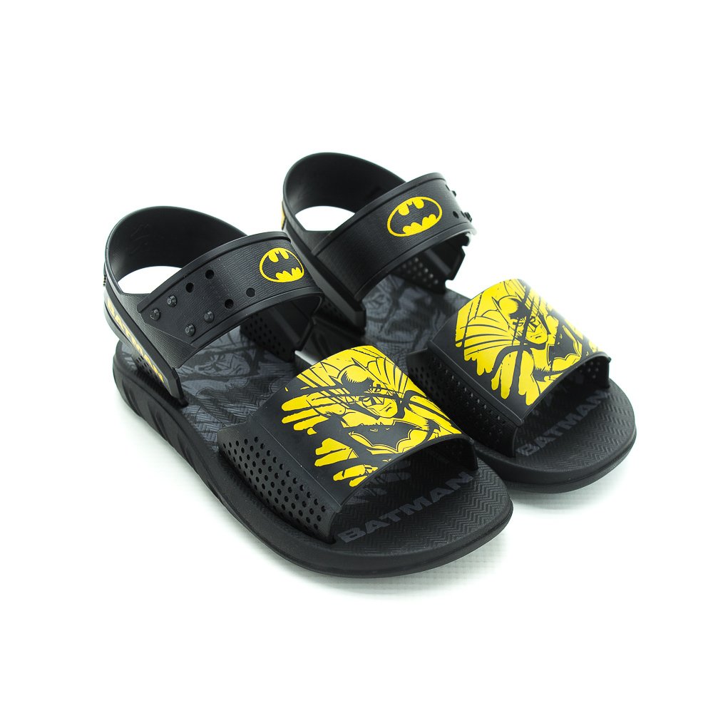 Sandália Infantil Menino Grendene Batmochila - Preto E Amarelo