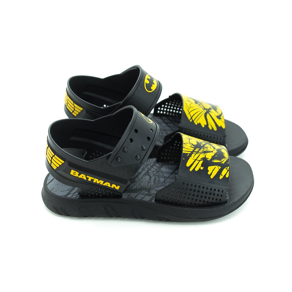 Sandália Infantil Menino Grendene Batmochila - Preto E Amarelo Preto/Amarelo 2
