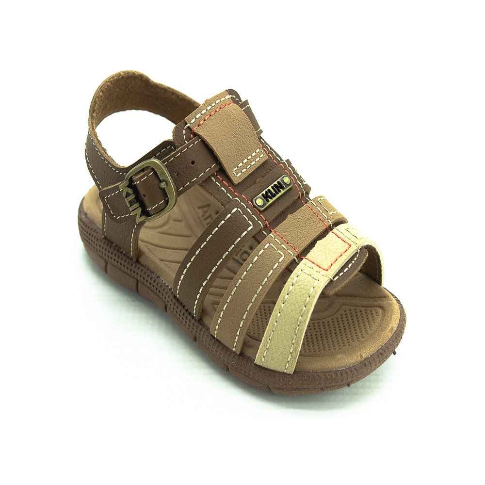 Sandália Infantil Menino Klin Tic Tac Casual - Marrom Azul 2