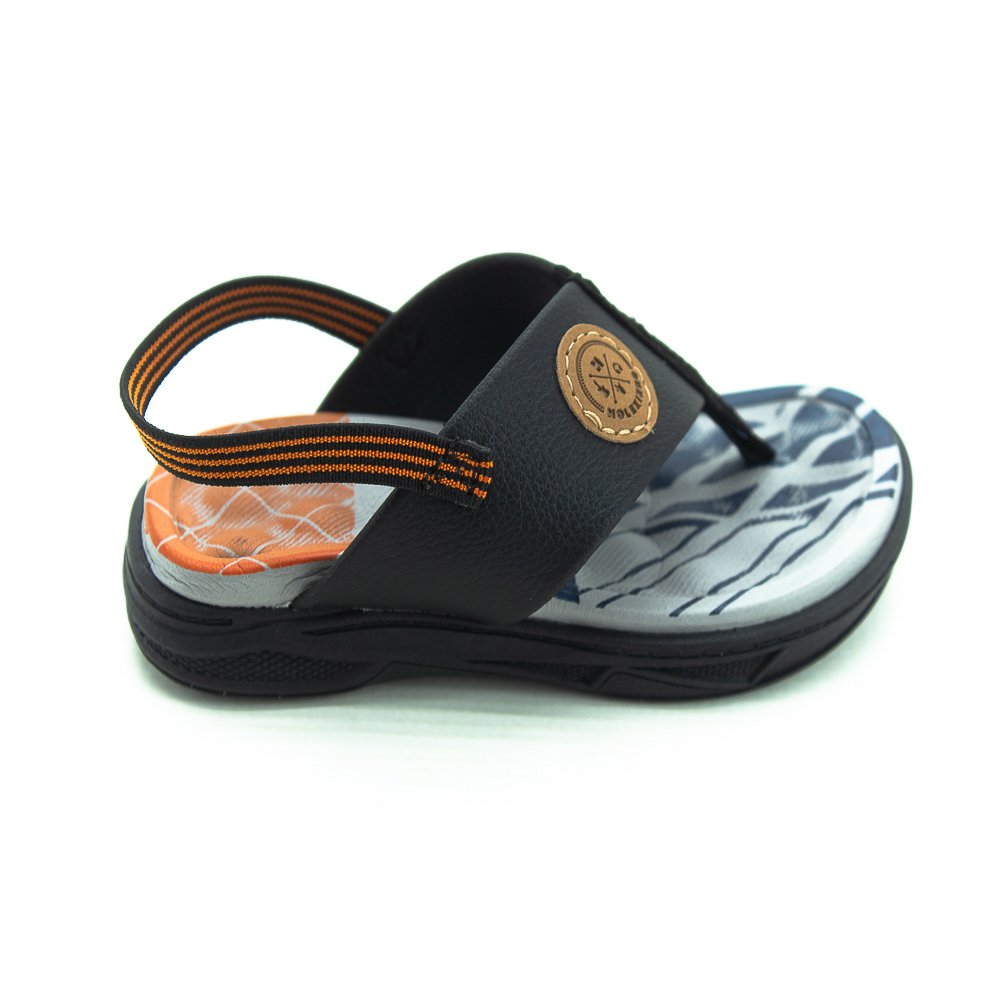 Sandália Infantil Menino Molekinho 2140.709 - Preto Preto/Laranja 1