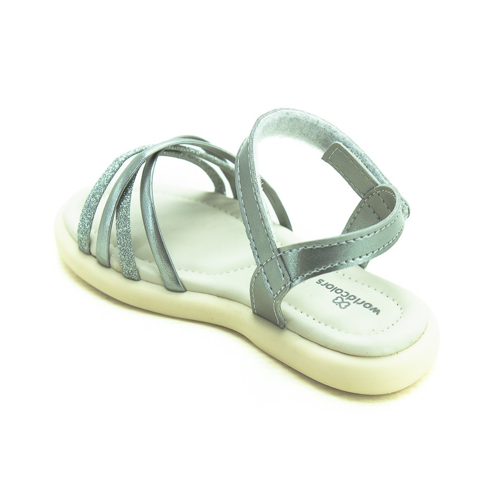 Sandália Infantil Menina World Colors 349006 - Prata Prata 3