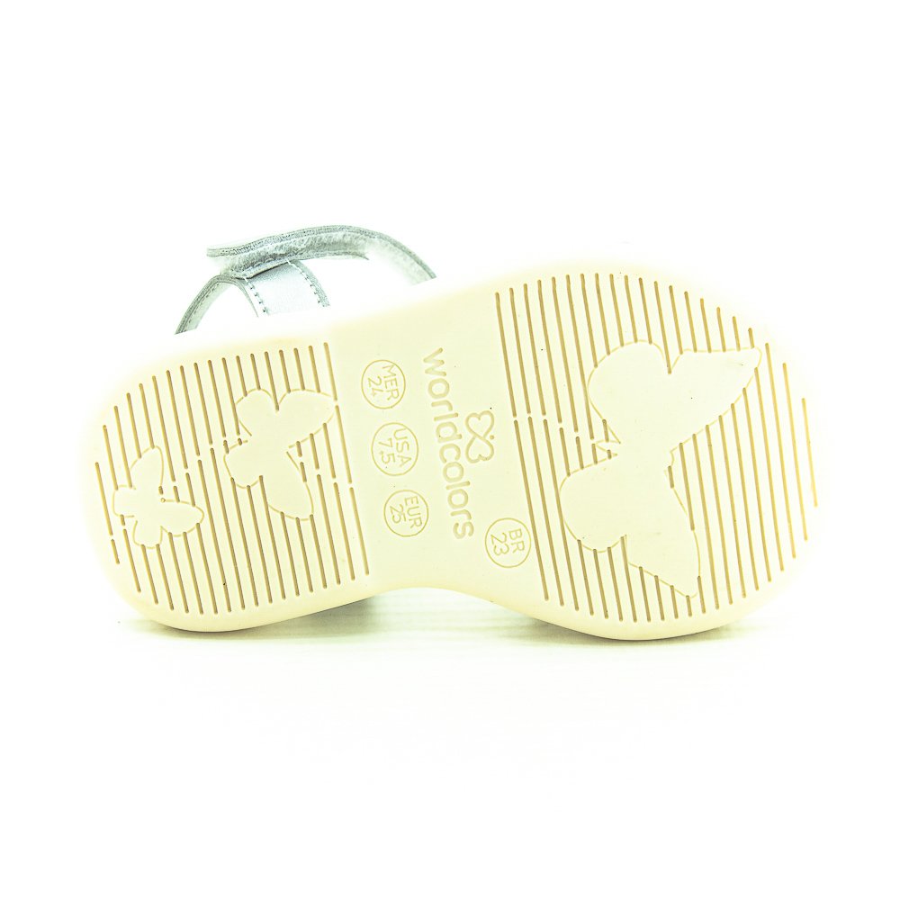 Sandália Infantil Menina World Colors 349006 - Prata Prata 4