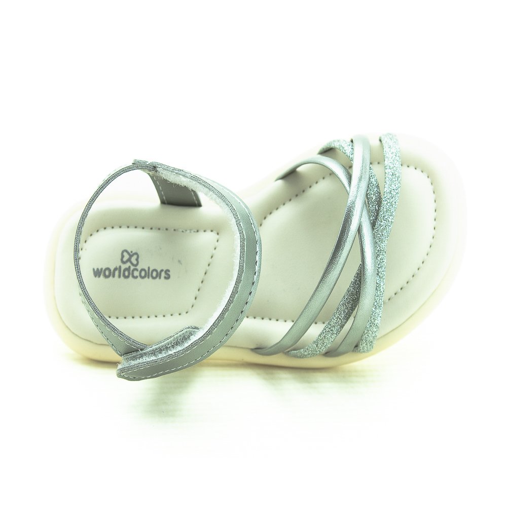 Sandália Infantil Menina World Colors 349006 - Prata Prata 5