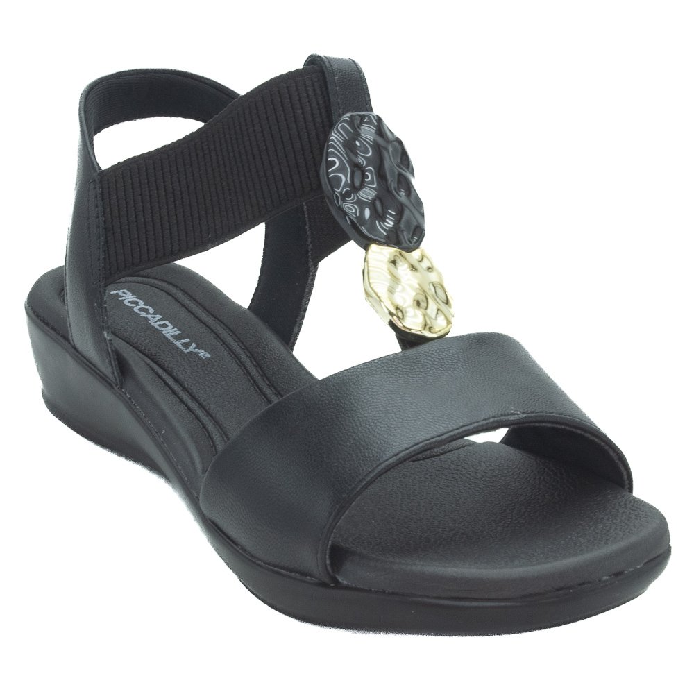 Sandália Feminina Piccadilly 500405-1 - Preto Preto 2