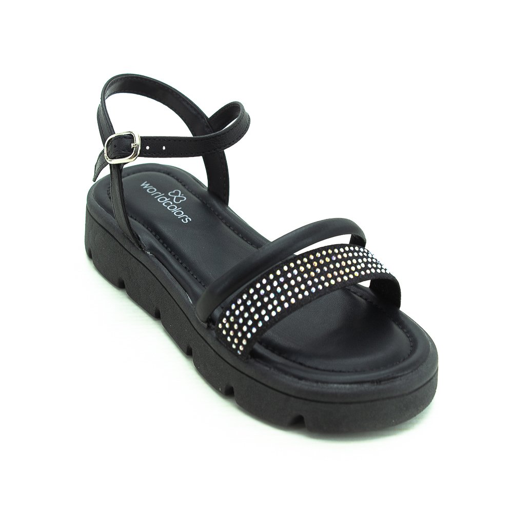 Sandália Infantil Menina World Colors 354.004 - Preto Preto 2