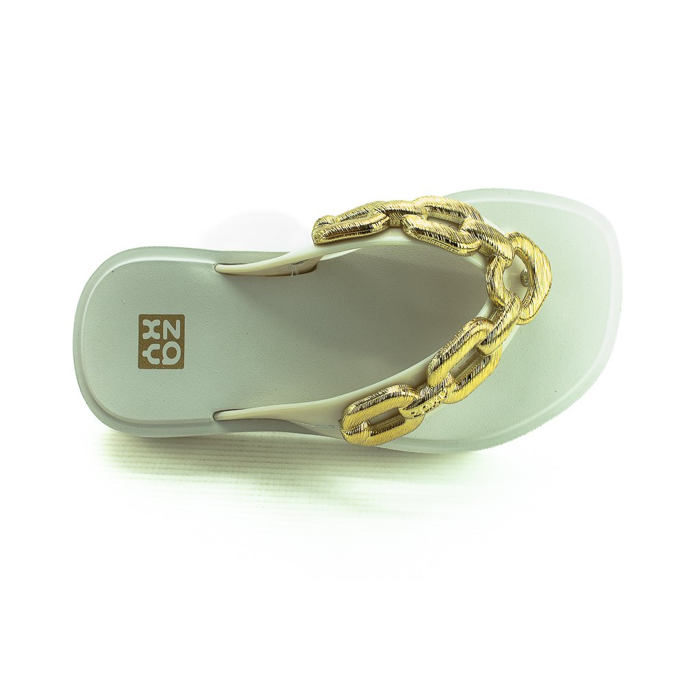 Tamanco Feminino Zaxy Chain - Off White Branco 5