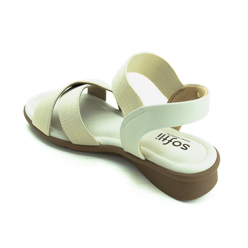 Sandália Feminina Softli 10023.10118 - Off White Branco 3