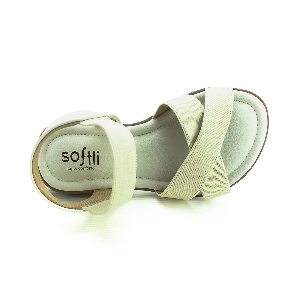 Sandália Feminina Softli 10023.10118 - Off White Branco 5