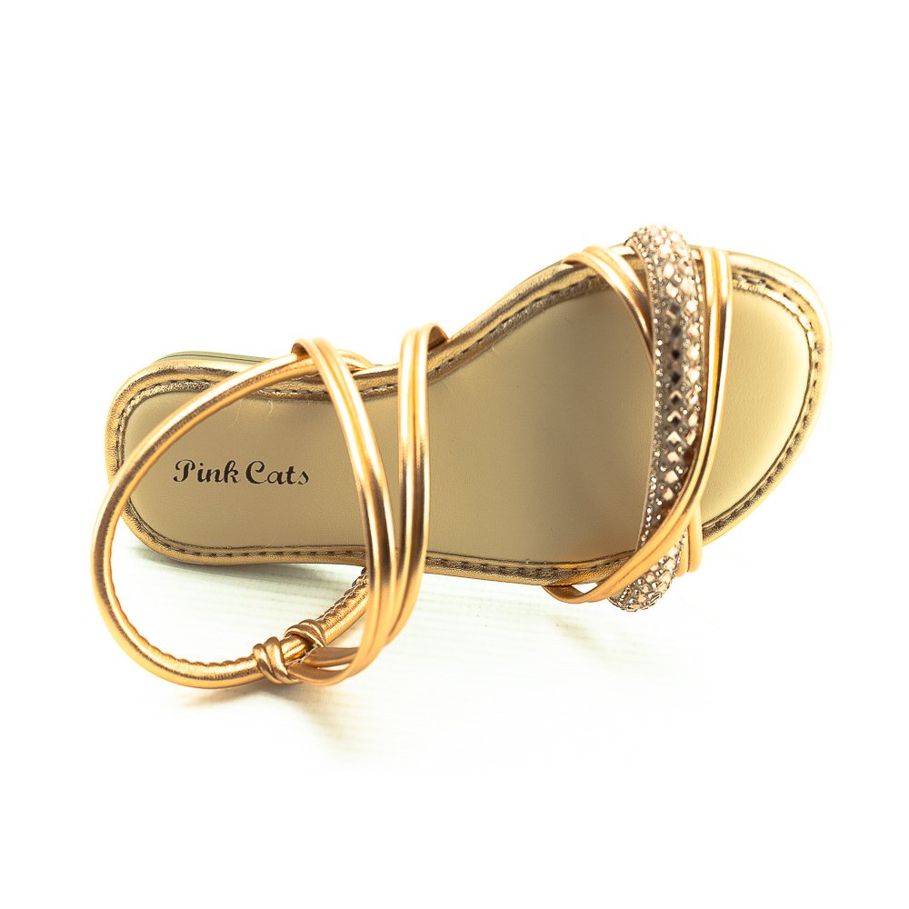 Sandália Infantil Menina Pink Cats V4821 - Ouro Rosado Dourado 5