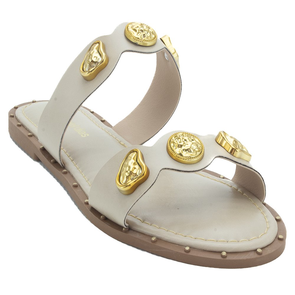 Rasteira Feminina Raquel Dias 531999 - Off White Branco 2