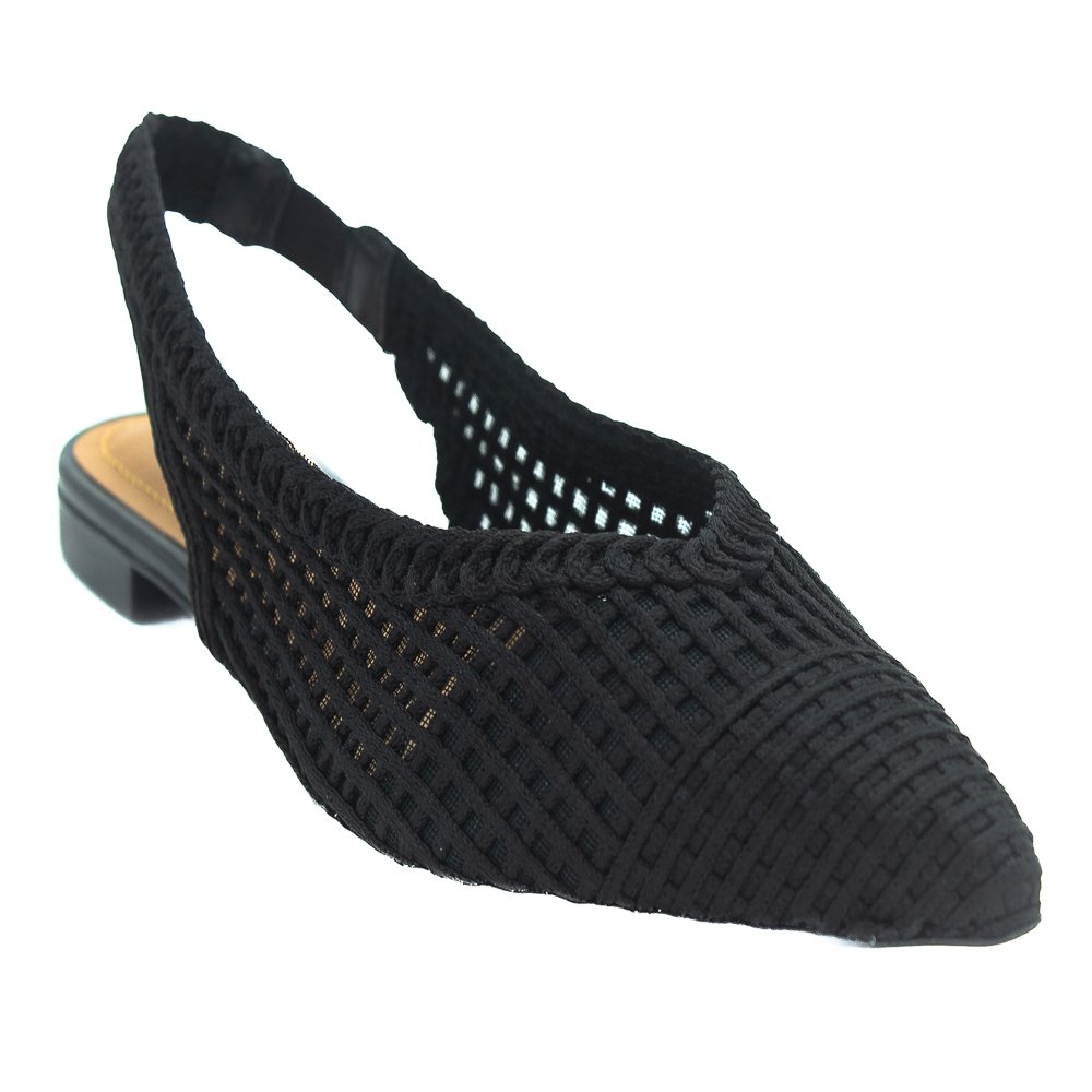Sapatilha Feminina Valentina Slingback 373252 - Preto Preto 2