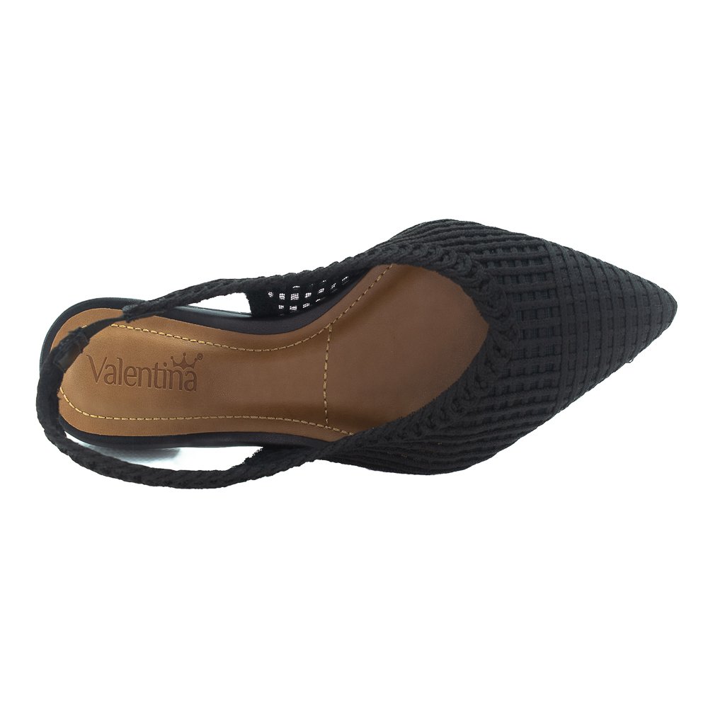 Sapatilha Feminina Valentina Slingback 373252 - Preto Preto 5