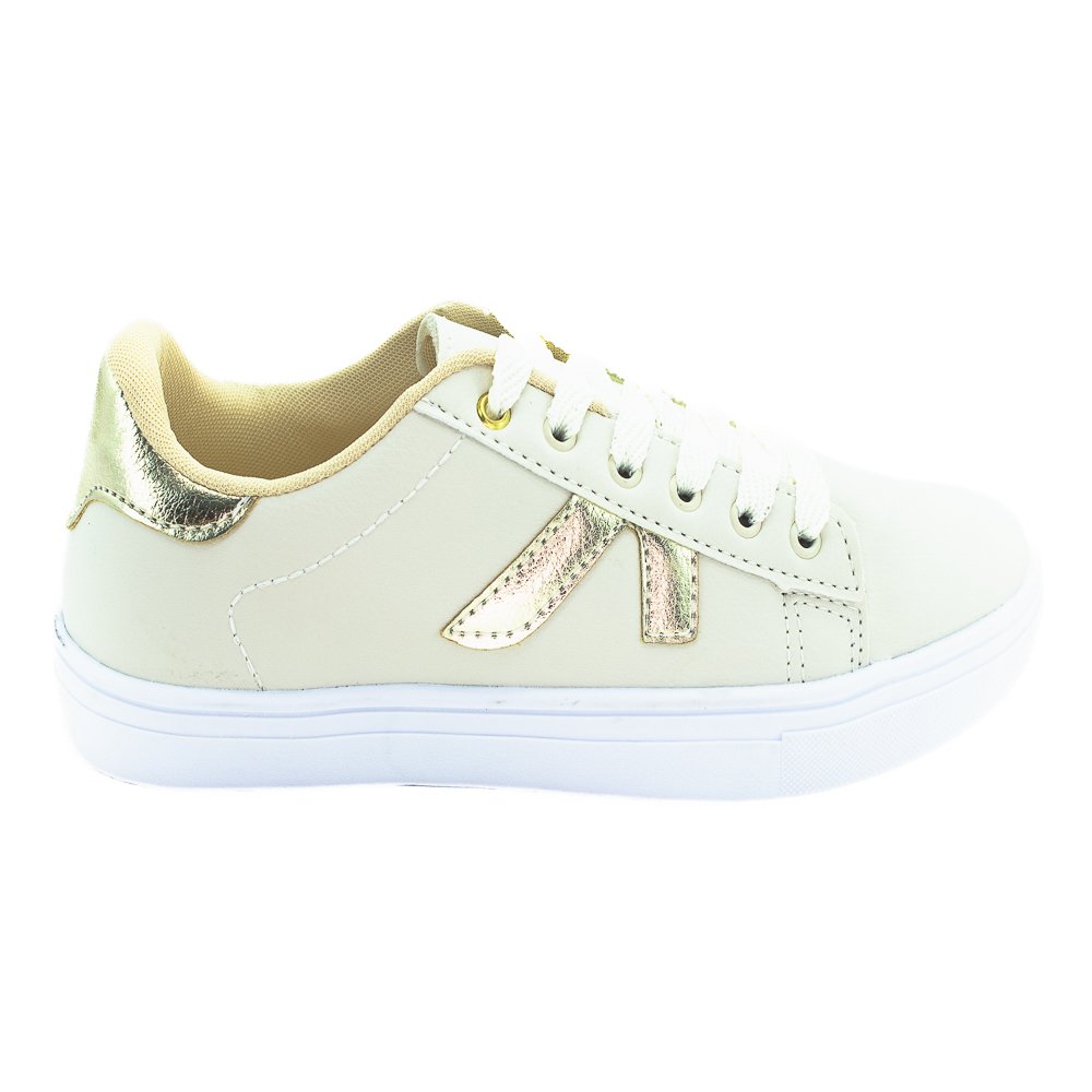 Tênis Feminino Kassia Camargo 1050/13-1 - Off White E Dourado Branco 2