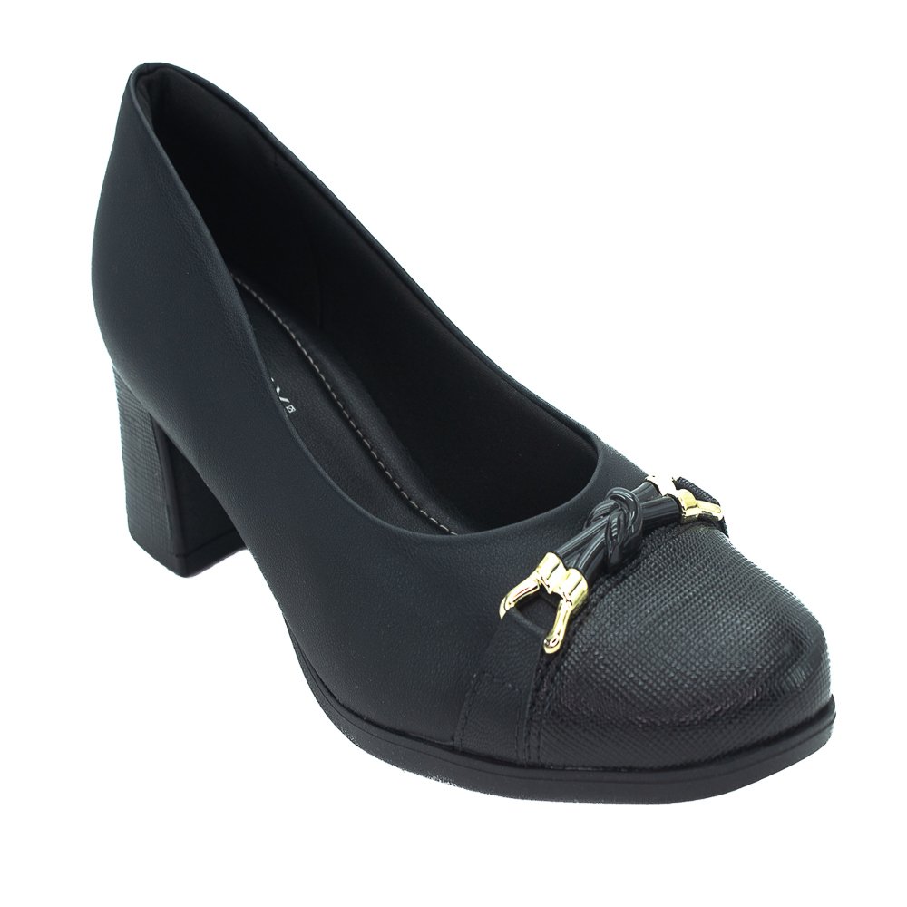 Sapato Feminino Piccadilly 654046-6 - Preto Preto 2