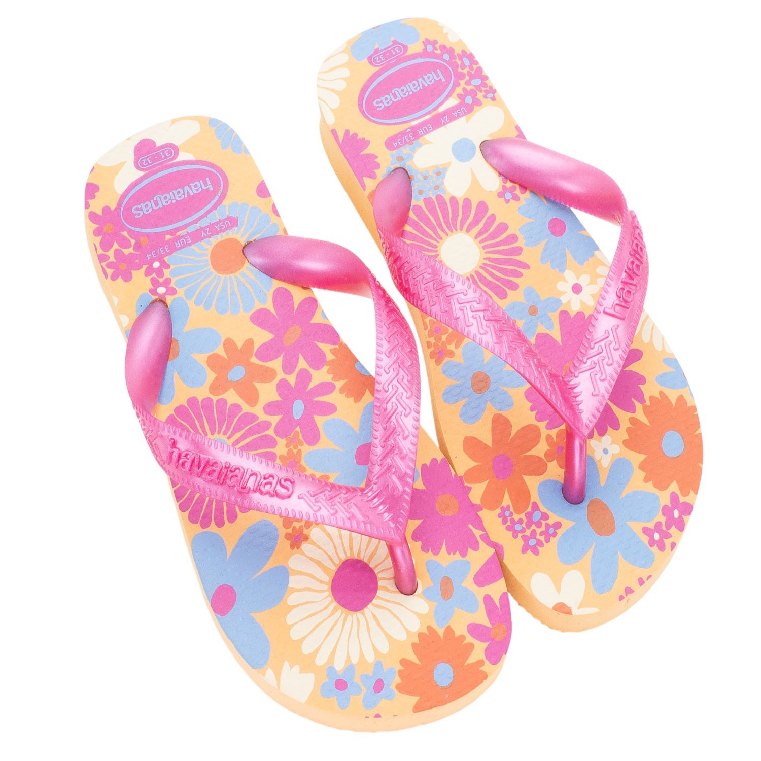 Chinelo Infantil Menina Havaianas Kids Flores - Laranja